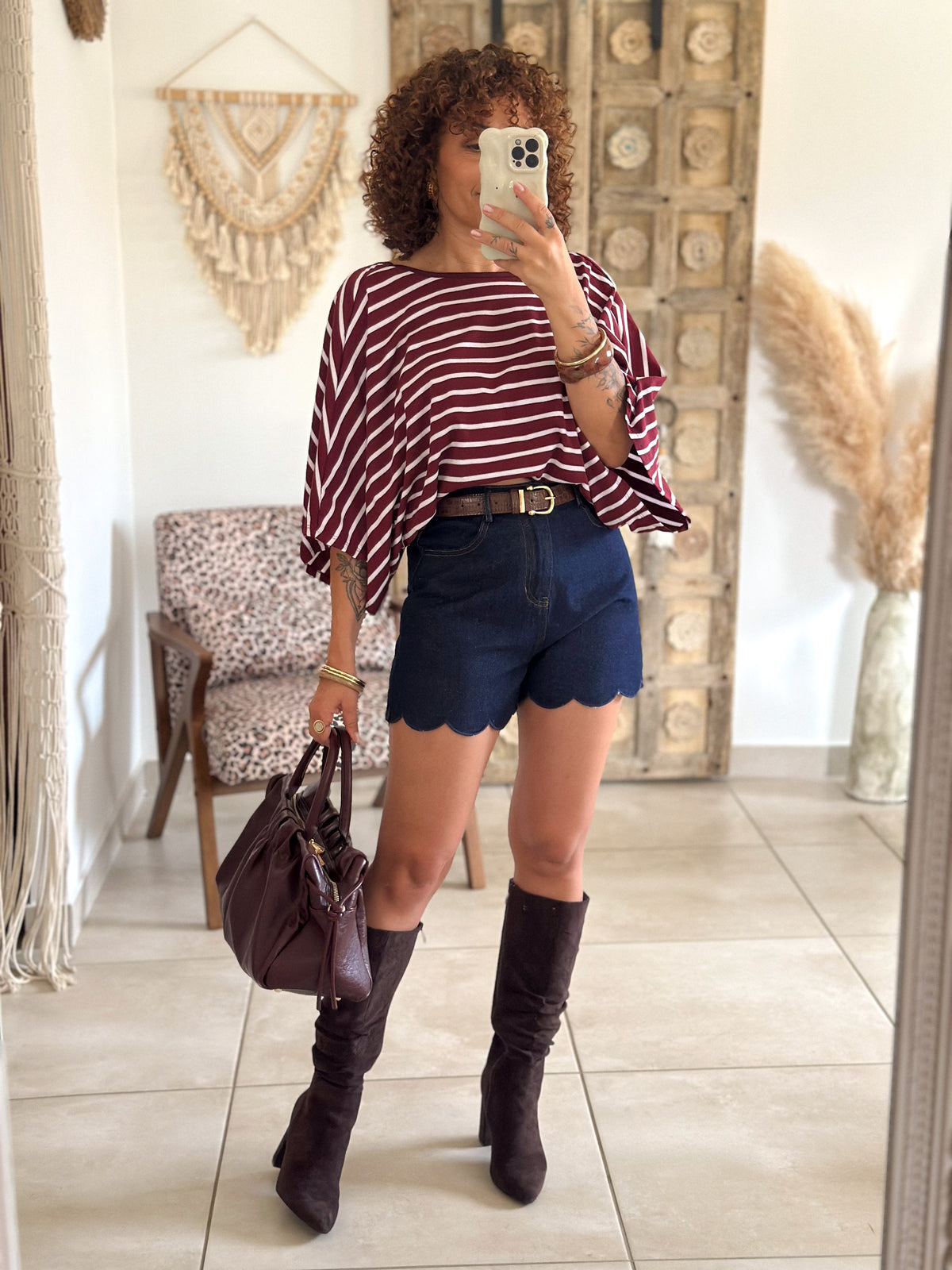 Sailor T-shirt - Burgundy striped