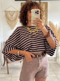 T-shirt Marin - Rayé marron