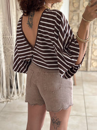 T-shirt Marin - Rayé marron