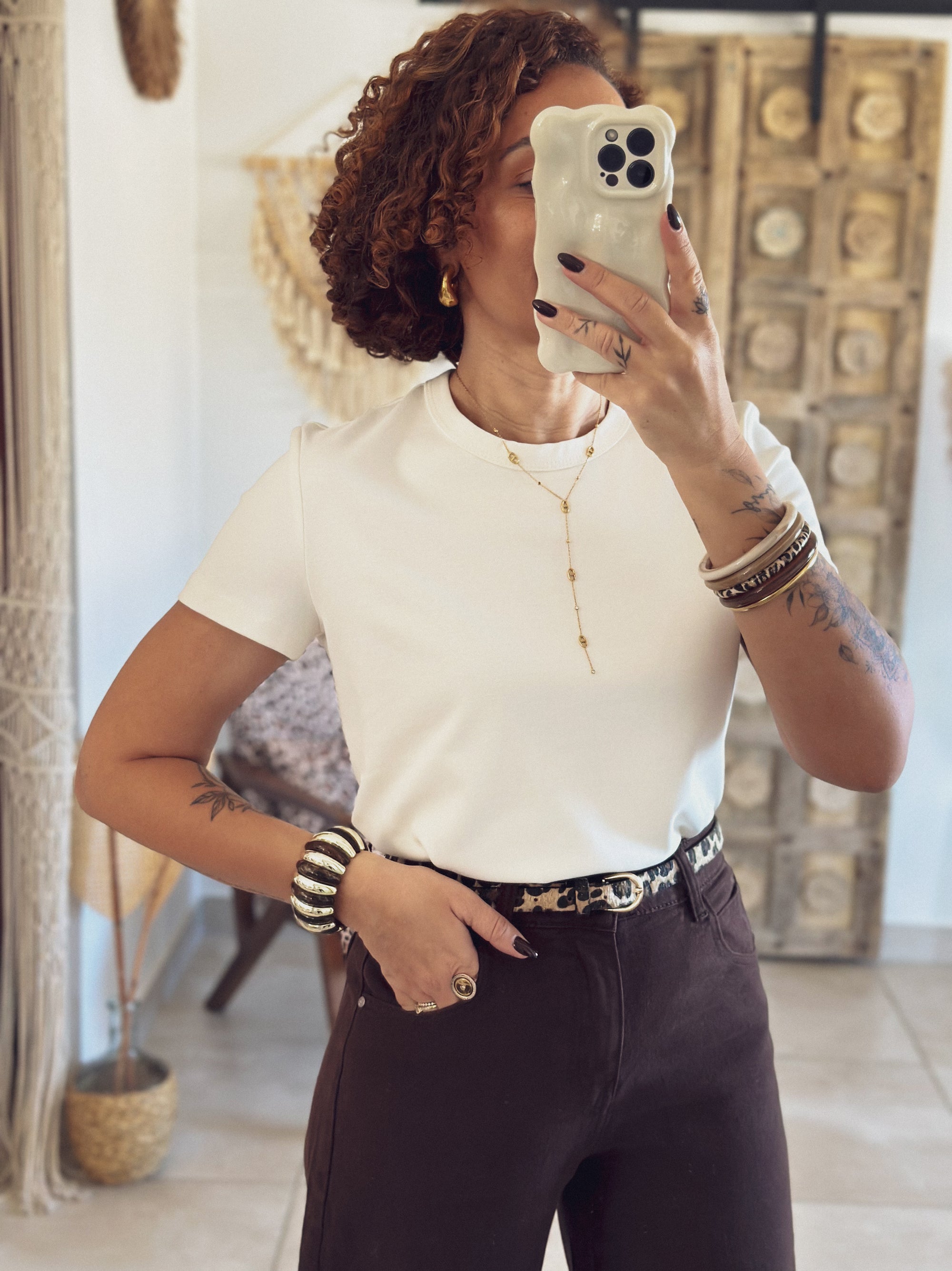 T-shirt Olivia – Manches courtes Beige