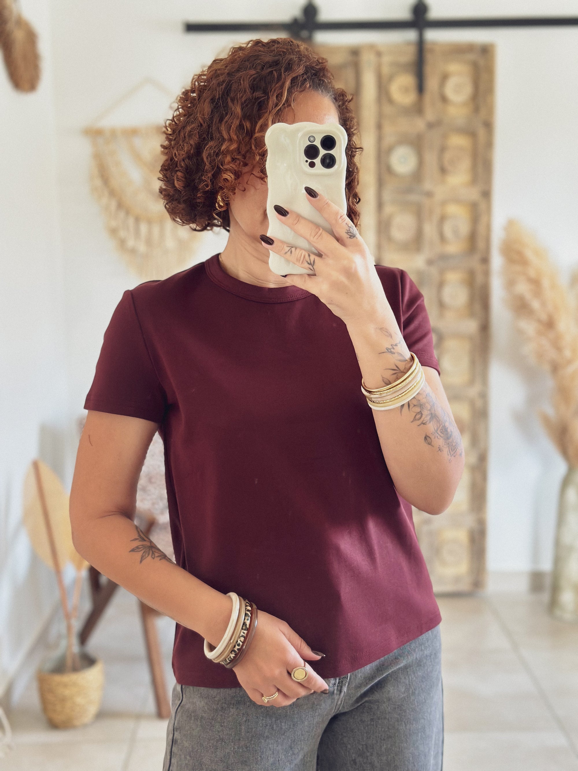 T-shirt Olivia – Manches courtes Bordeaux