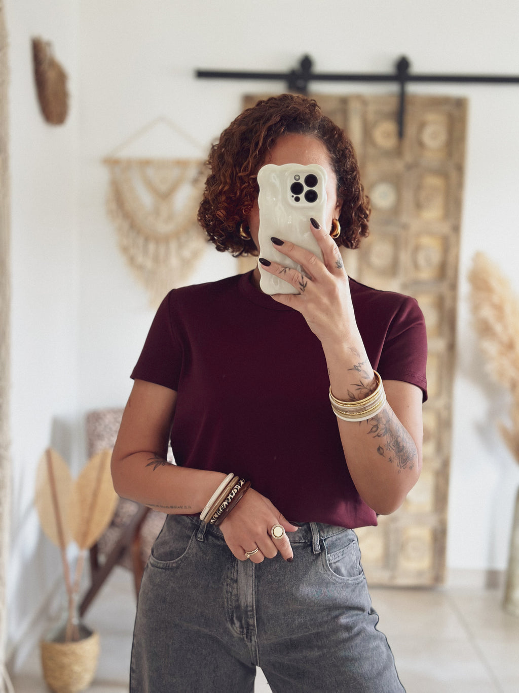 T-shirt Olivia – Manches courtes Bordeaux