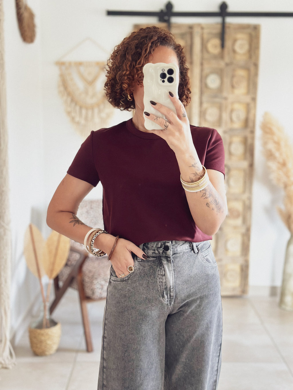 T-shirt Olivia – Manches courtes Bordeaux