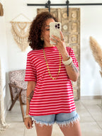 T-shirt Jody - Rayé rouge & rose