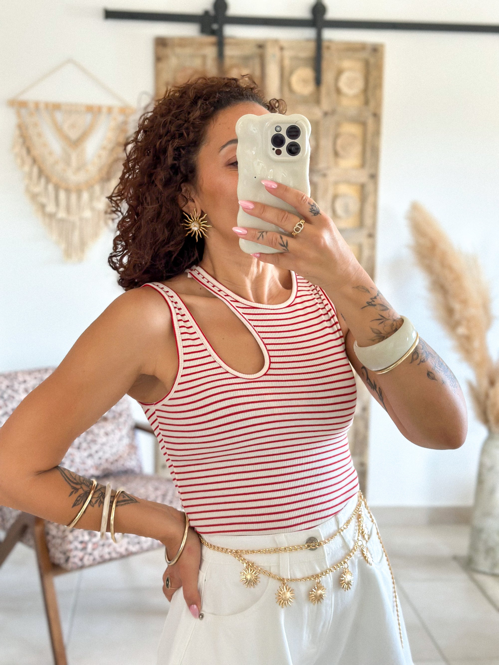 Top Anissa - Rayé rouge