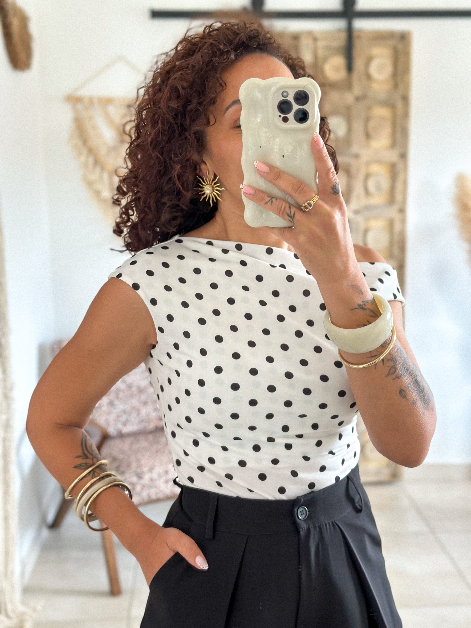 Top Engy - Blanc pois noir