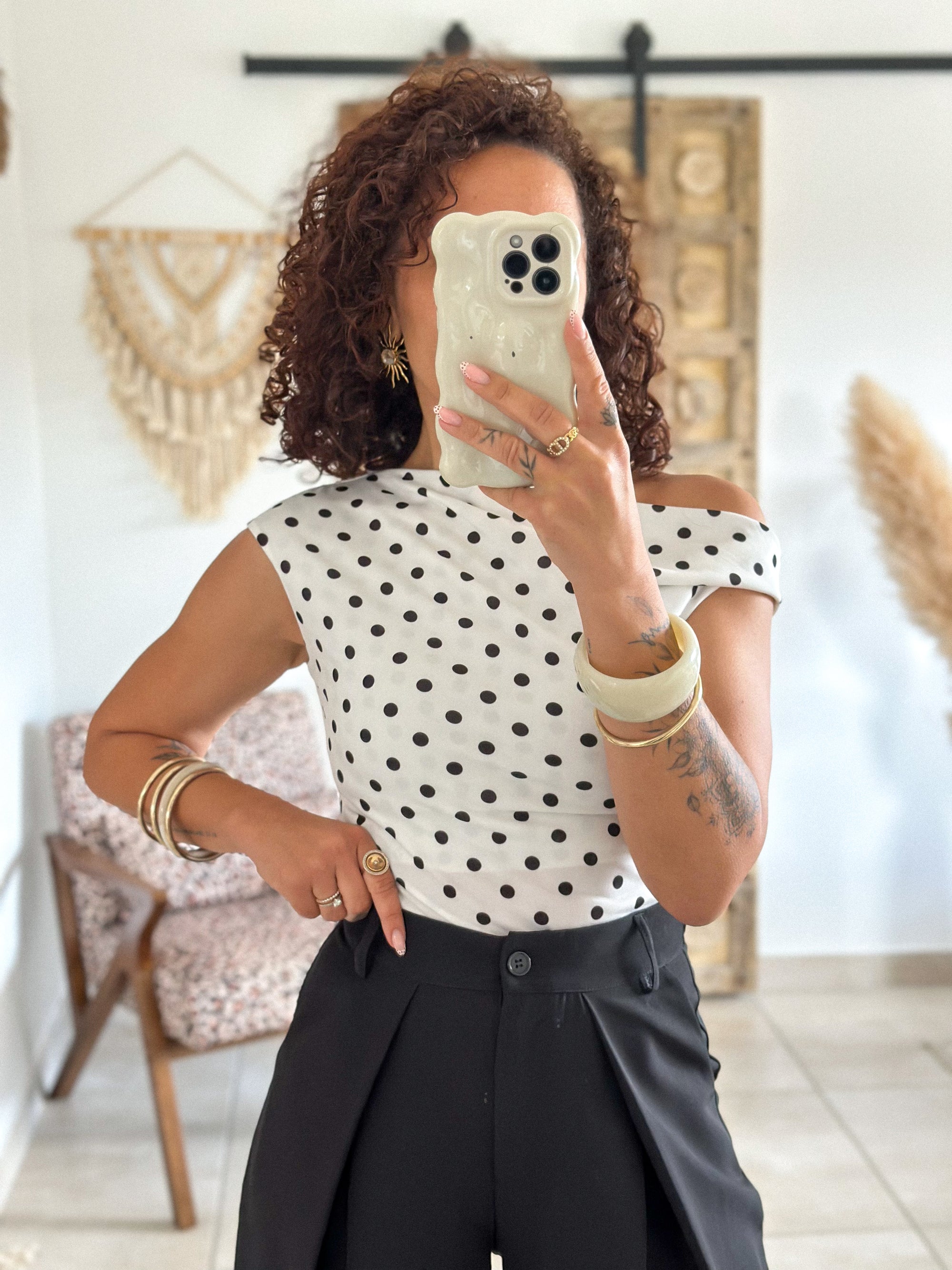 Top Engy - Blanc pois noir