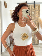 Top Shine - Blanc soleil sequins