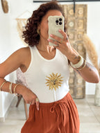 Top Shine - Blanc soleil sequins