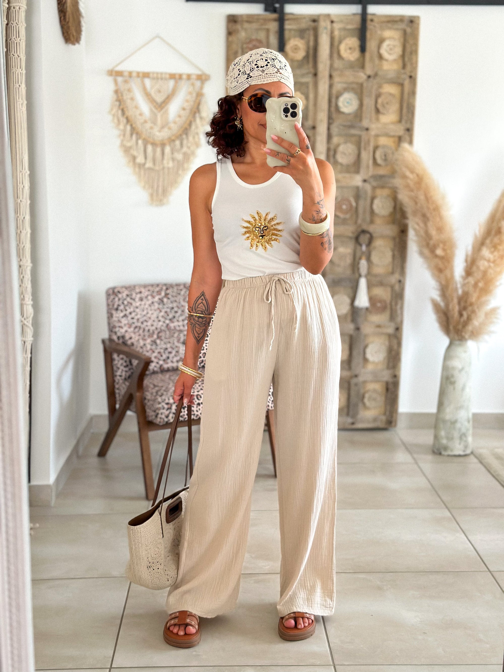 Top Shine - Blanc soleil sequins