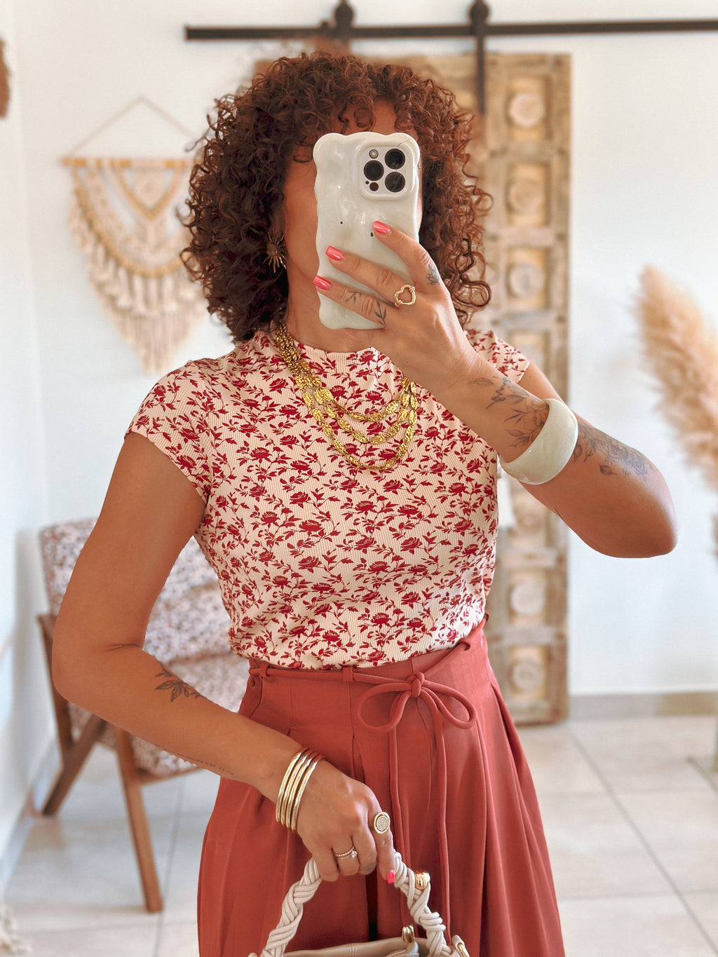 Top Harmony - Fleuri rouge
