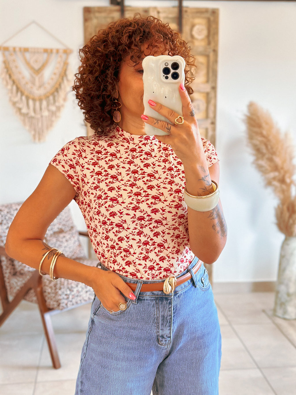 Top Harmony - Fleuri rouge
