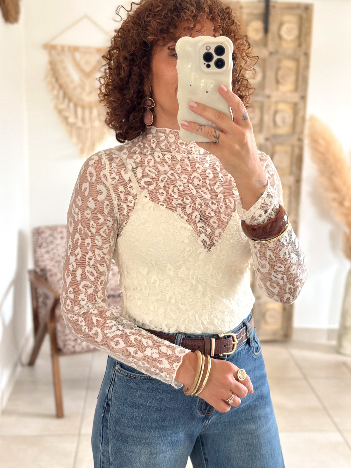 Top Leana - Dentelle beige