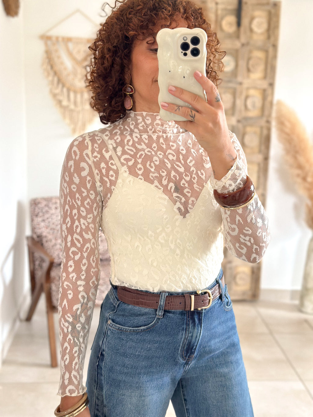 Top Leana - Dentelle beige