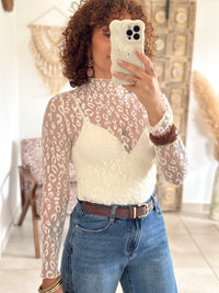 Leana Top - Beige lace