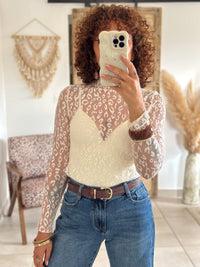 Leana Top - Beige lace