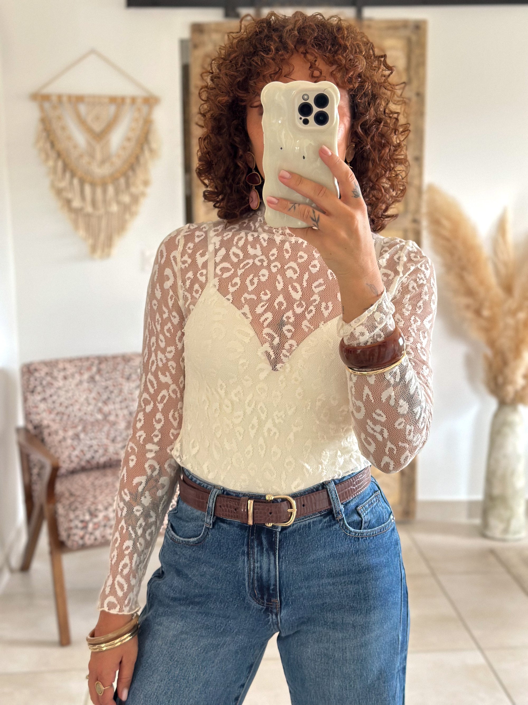Top Leana - Dentelle beige