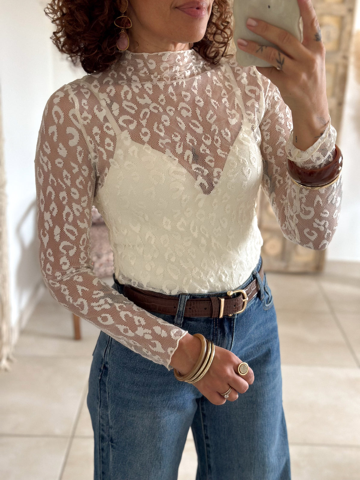 Top Leana - Dentelle beige