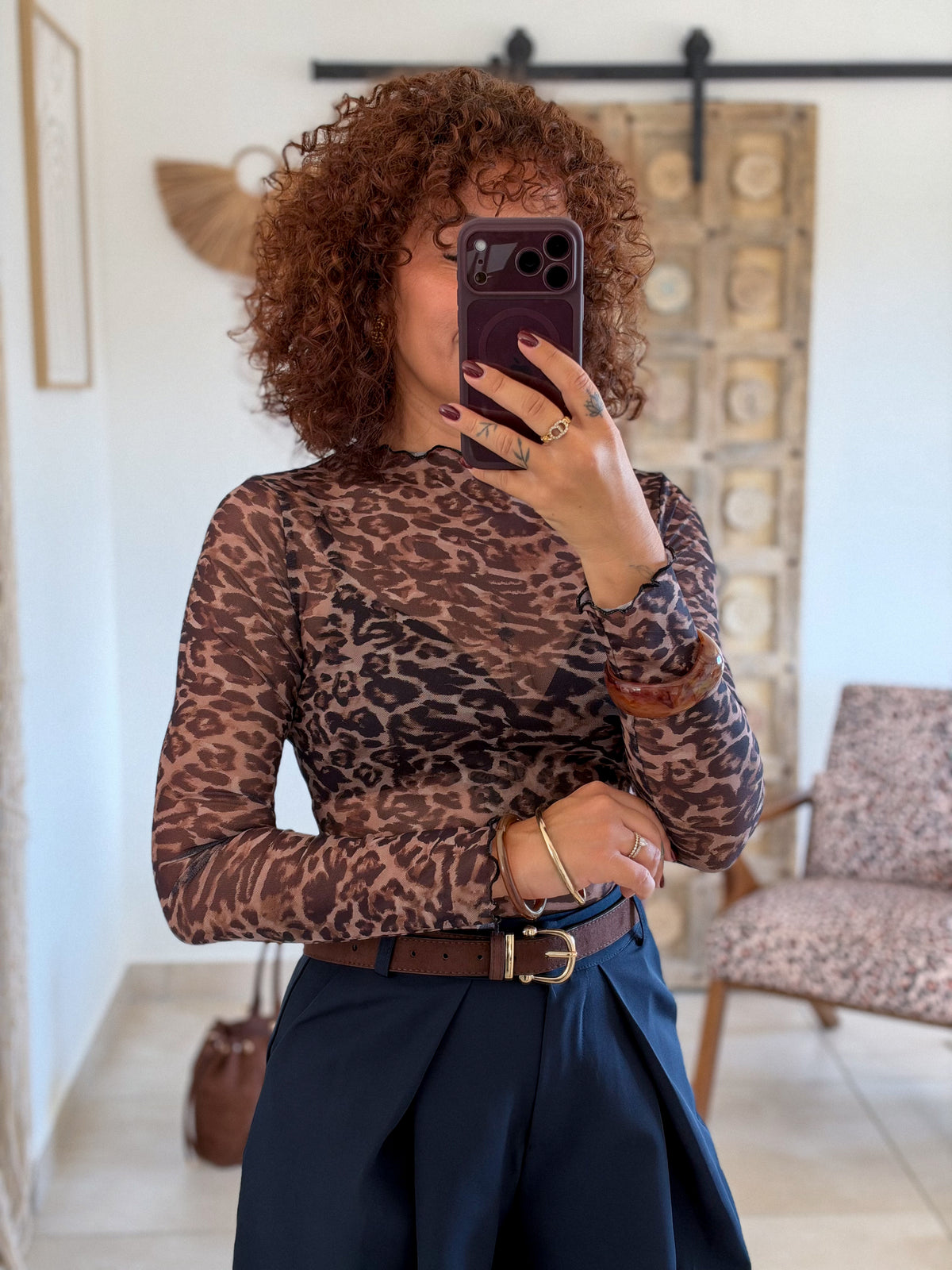Top Maeva – Leopard chocolat