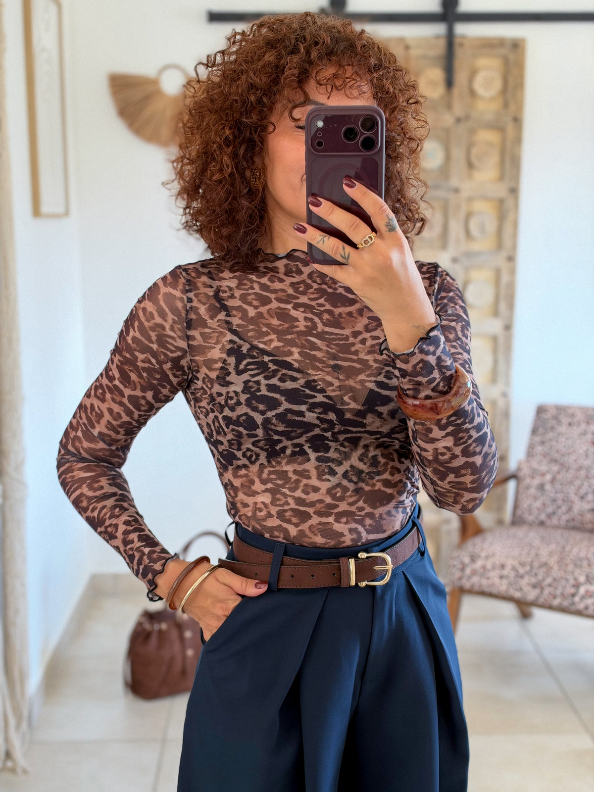 Top Maeva – Leopard chocolat