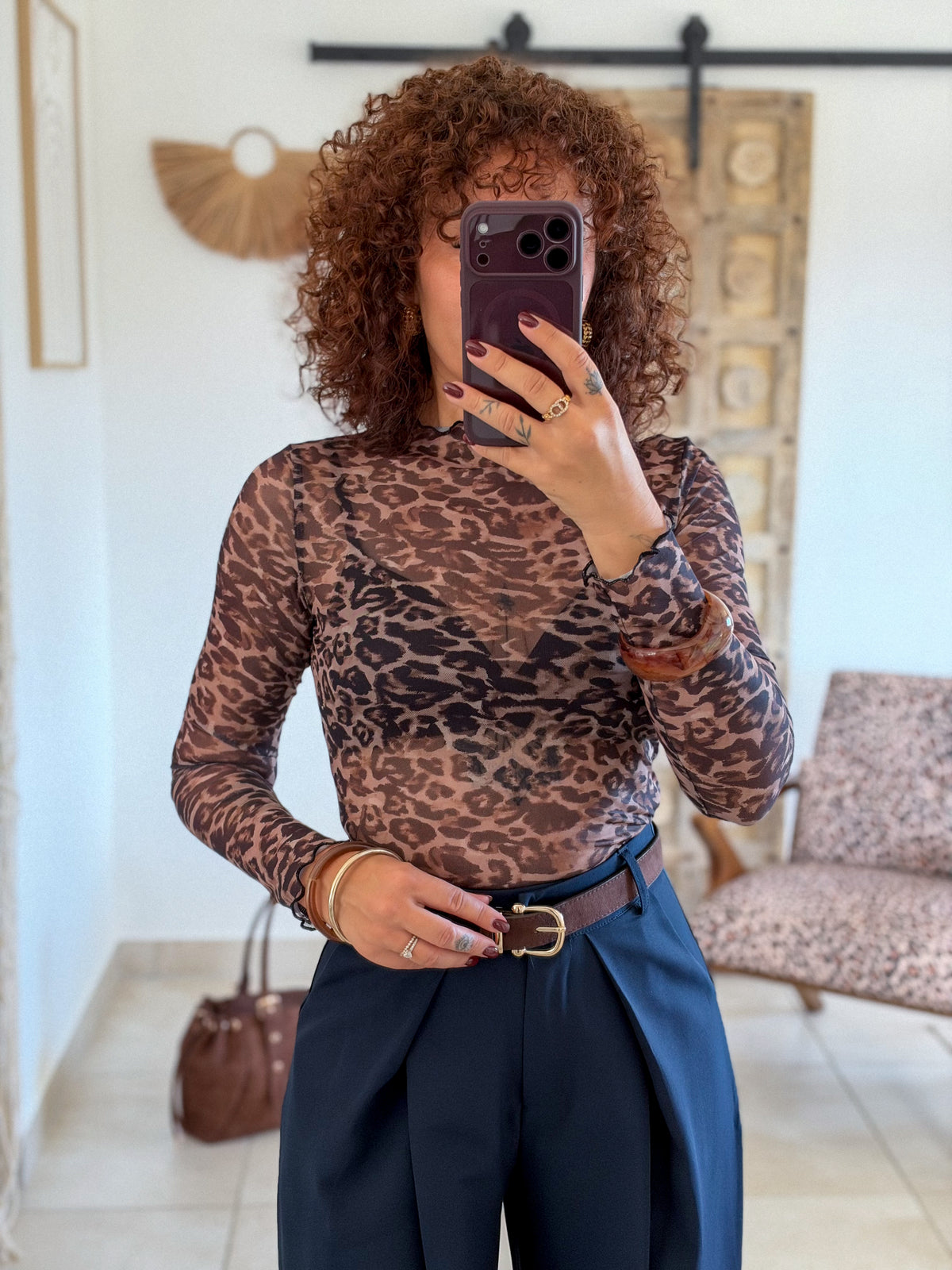 Top Maeva – Leopard chocolat