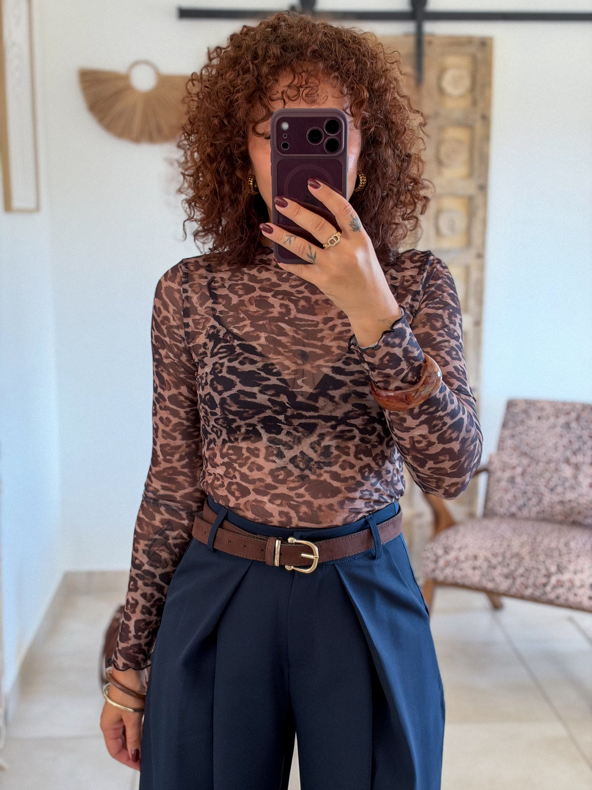 Top Maeva – Leopard chocolat