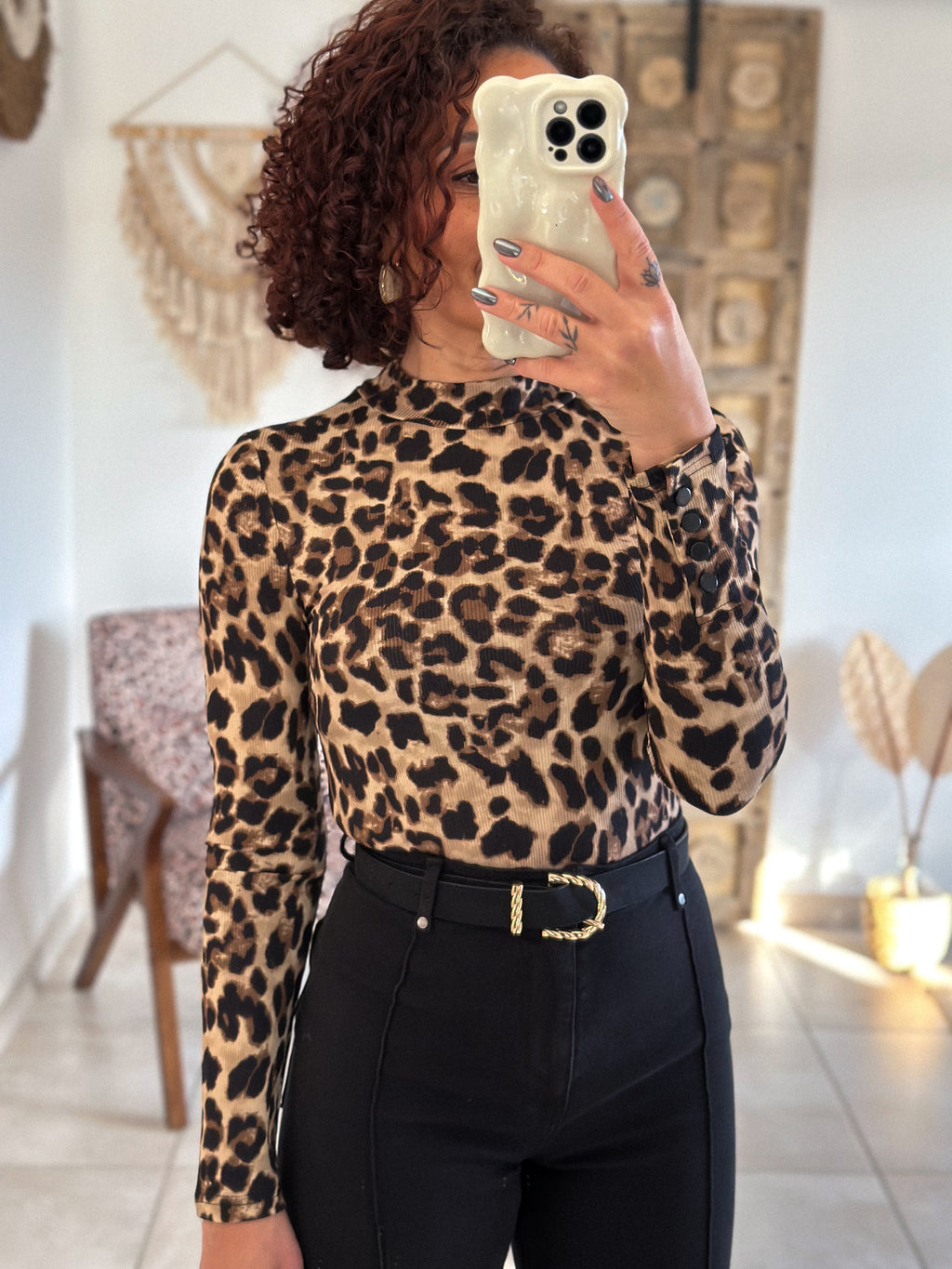Top Maléa - manches longues léopard