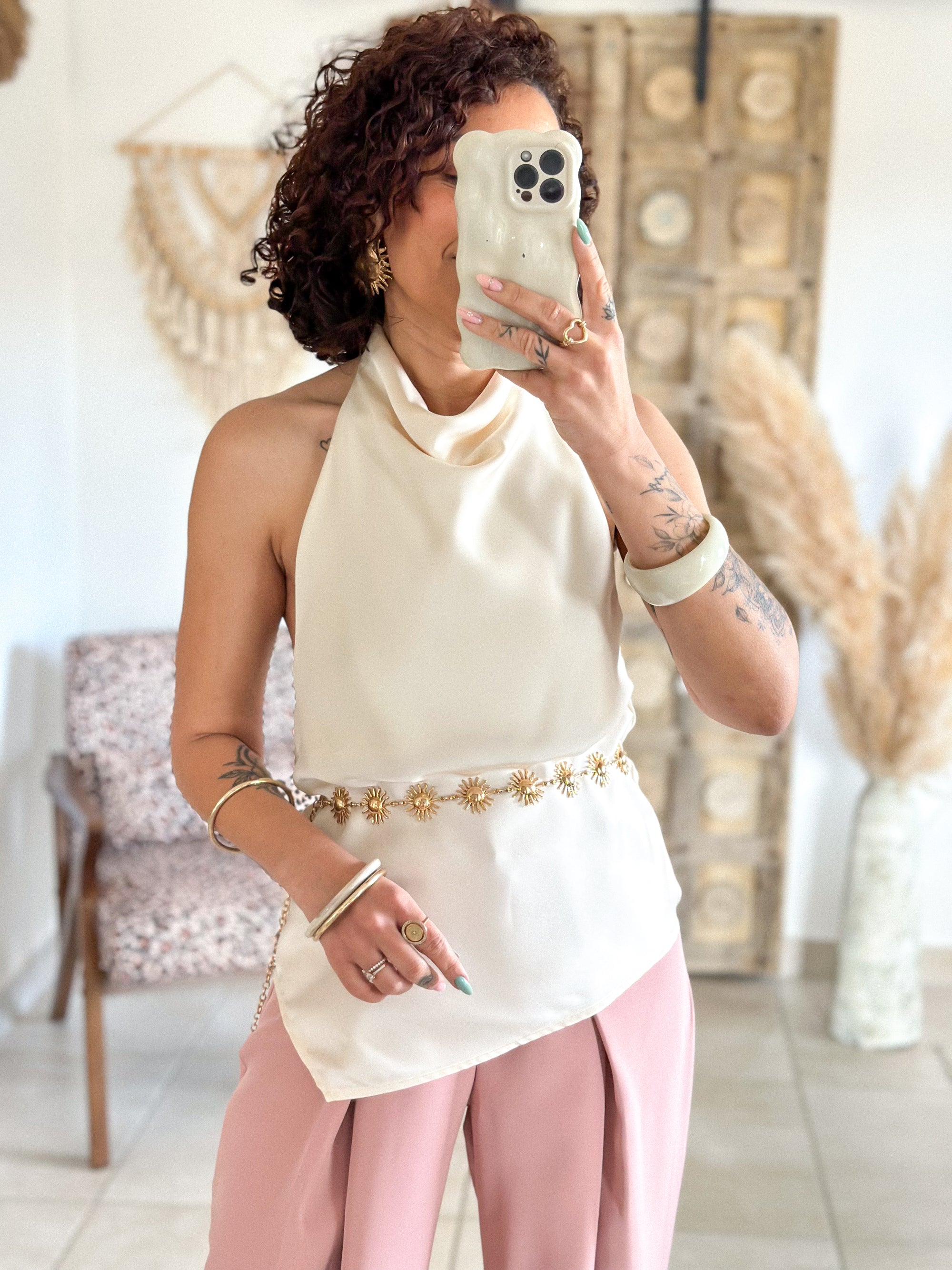 Top Sophie - Satin dos nu ivoire