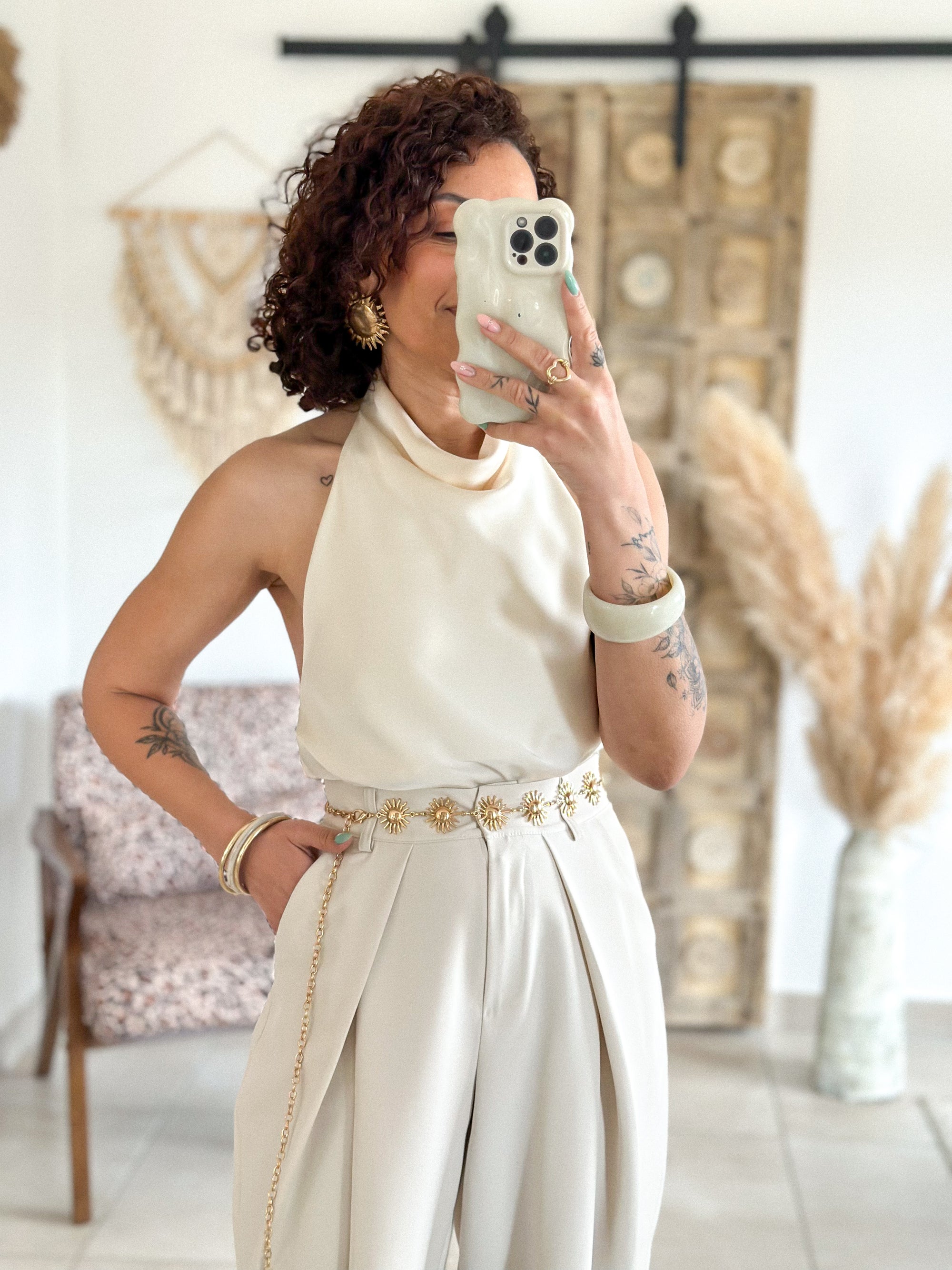Top Sophie - Satin dos nu ivoire