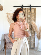 Top Sophie - Satin dos nu rose