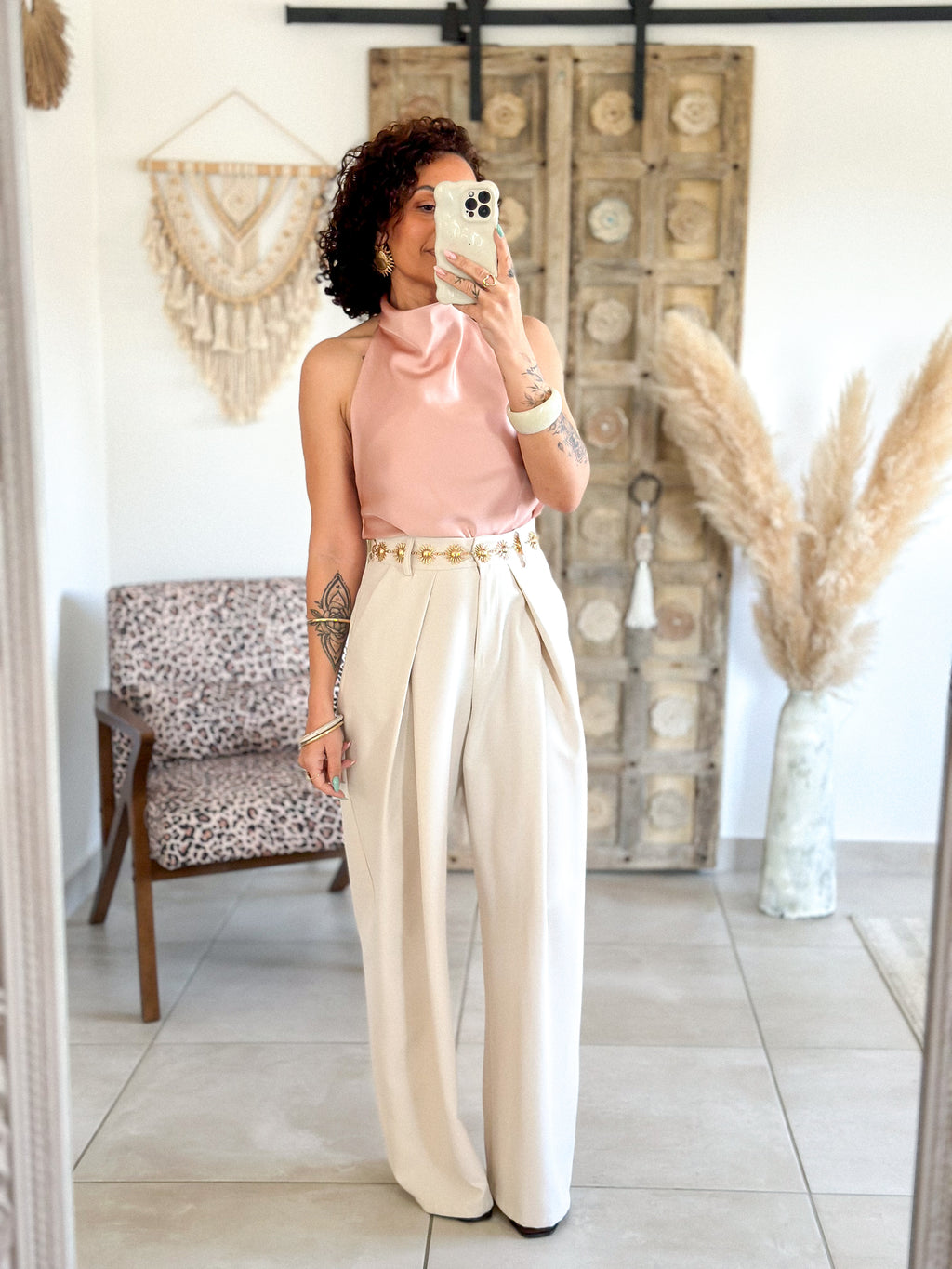 Top Sophie - Satin dos nu rose