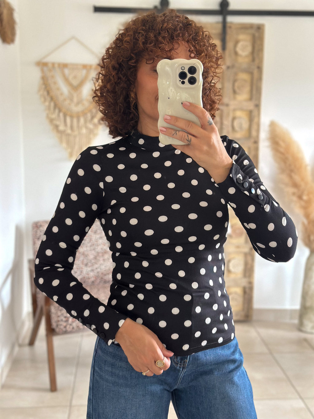 Top Suzie - Noir à pois