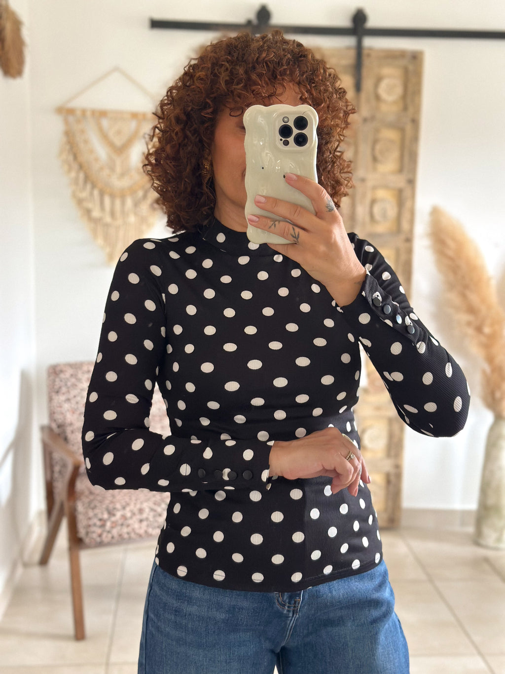 Top Suzie - Noir à pois