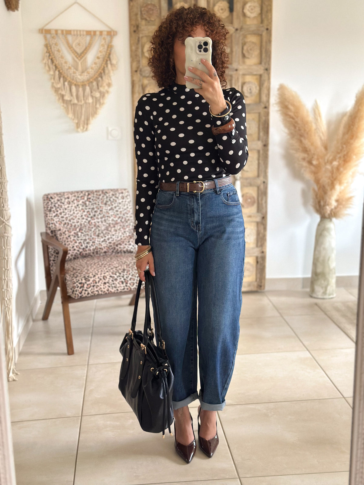 Top Suzie - Noir à pois