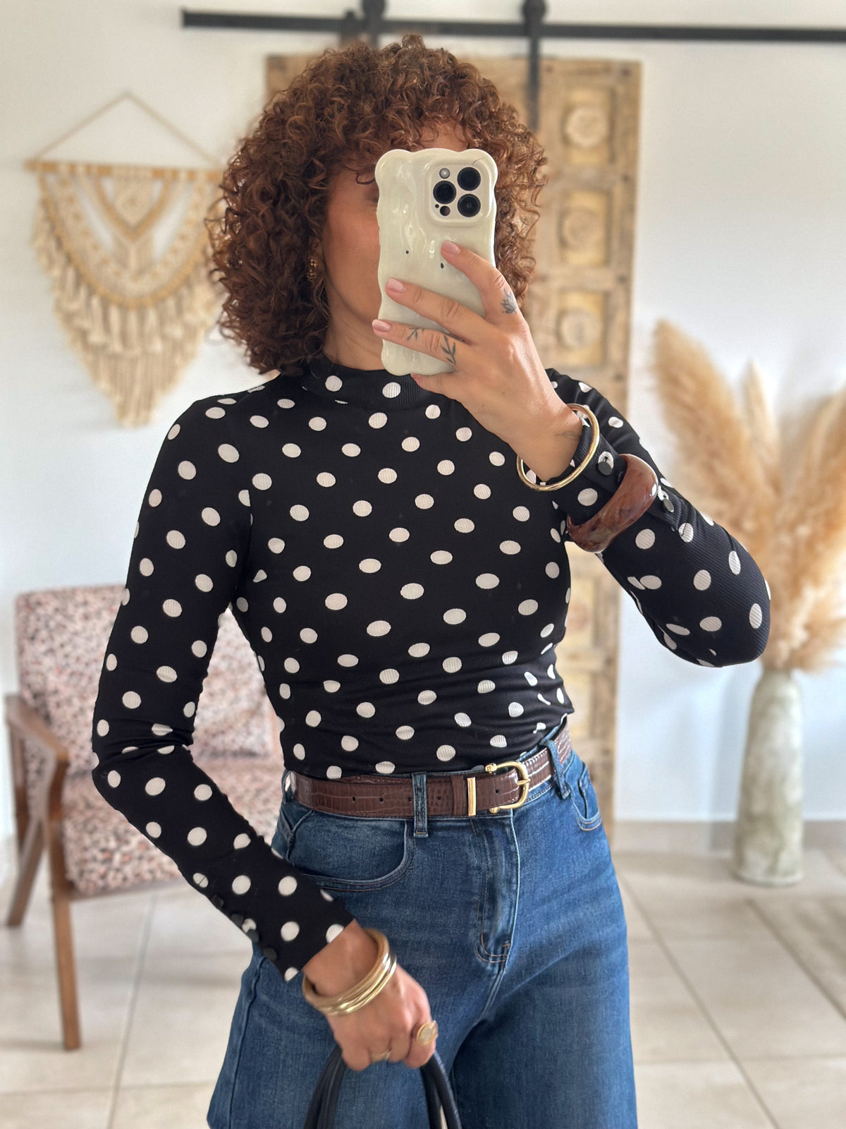 Top Suzie - Noir à pois