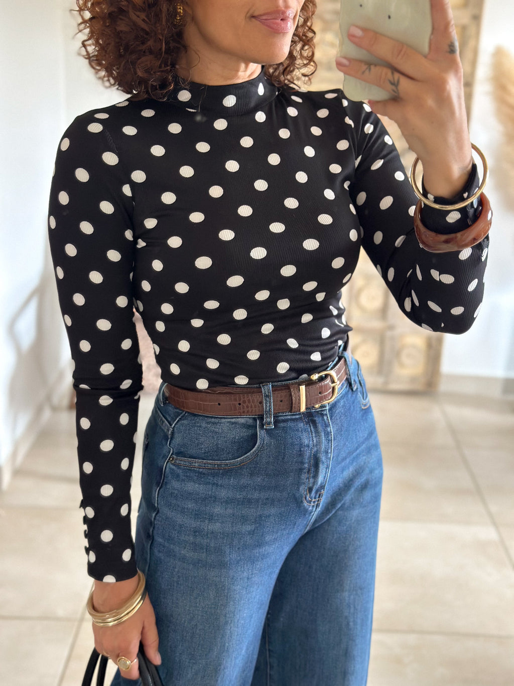 Top Suzie - Noir à pois