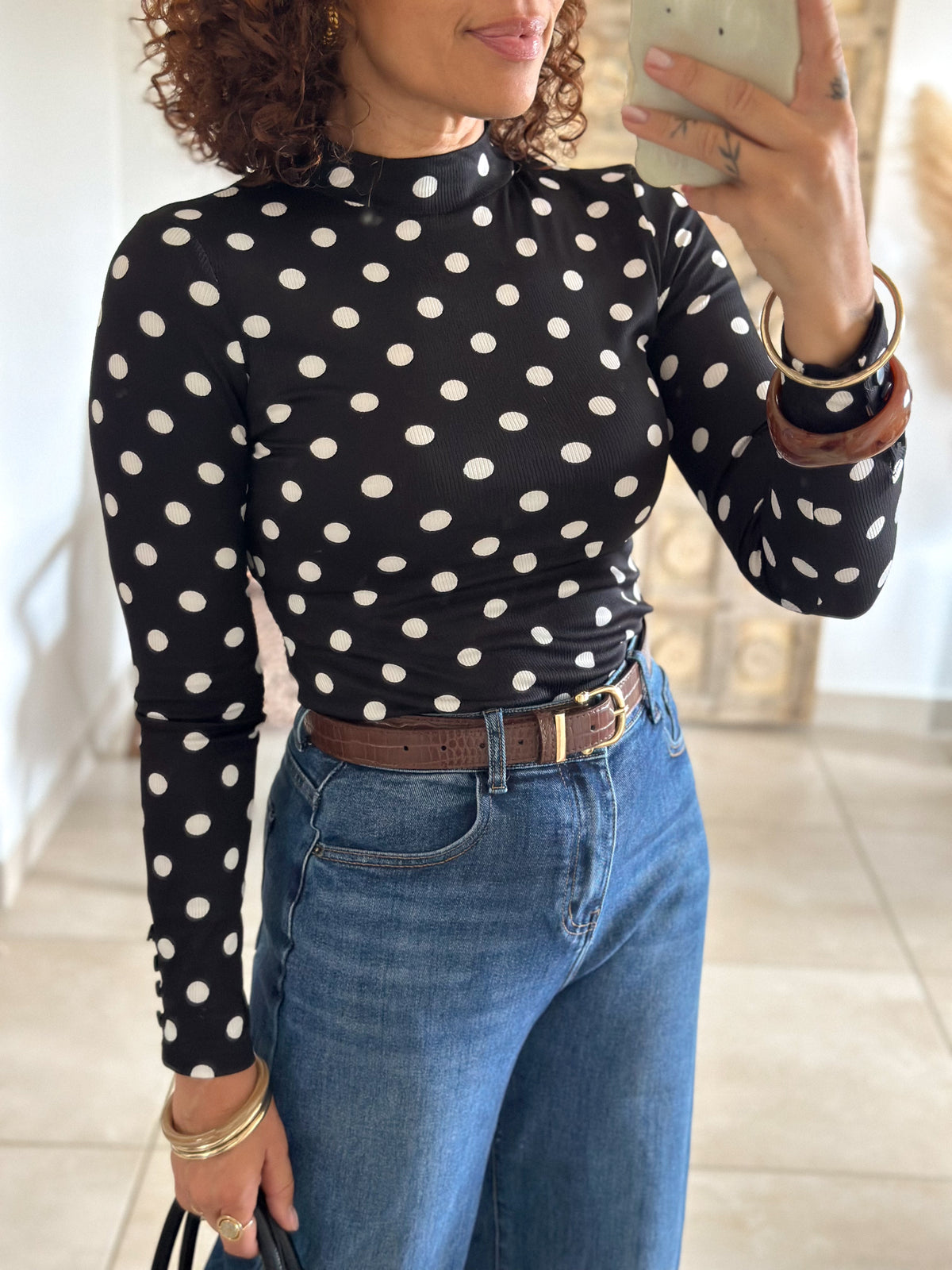 Top Suzie - Noir à pois