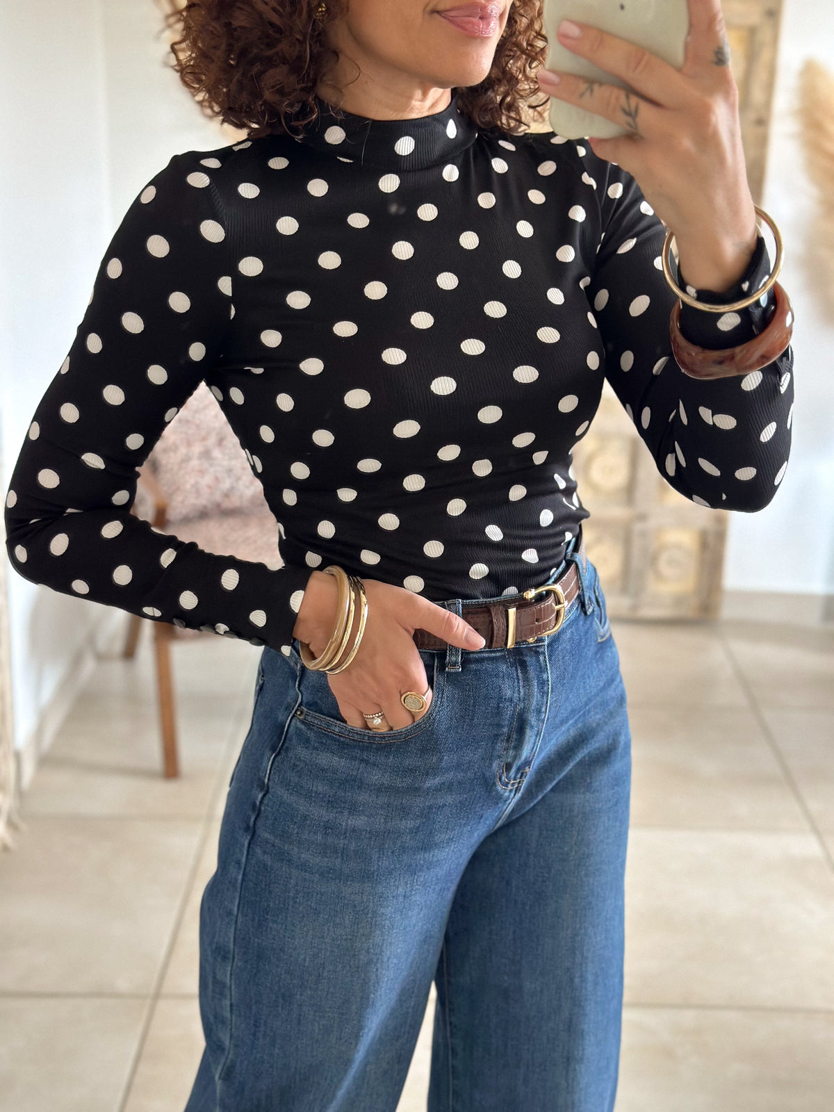 Top Suzie - Noir à pois