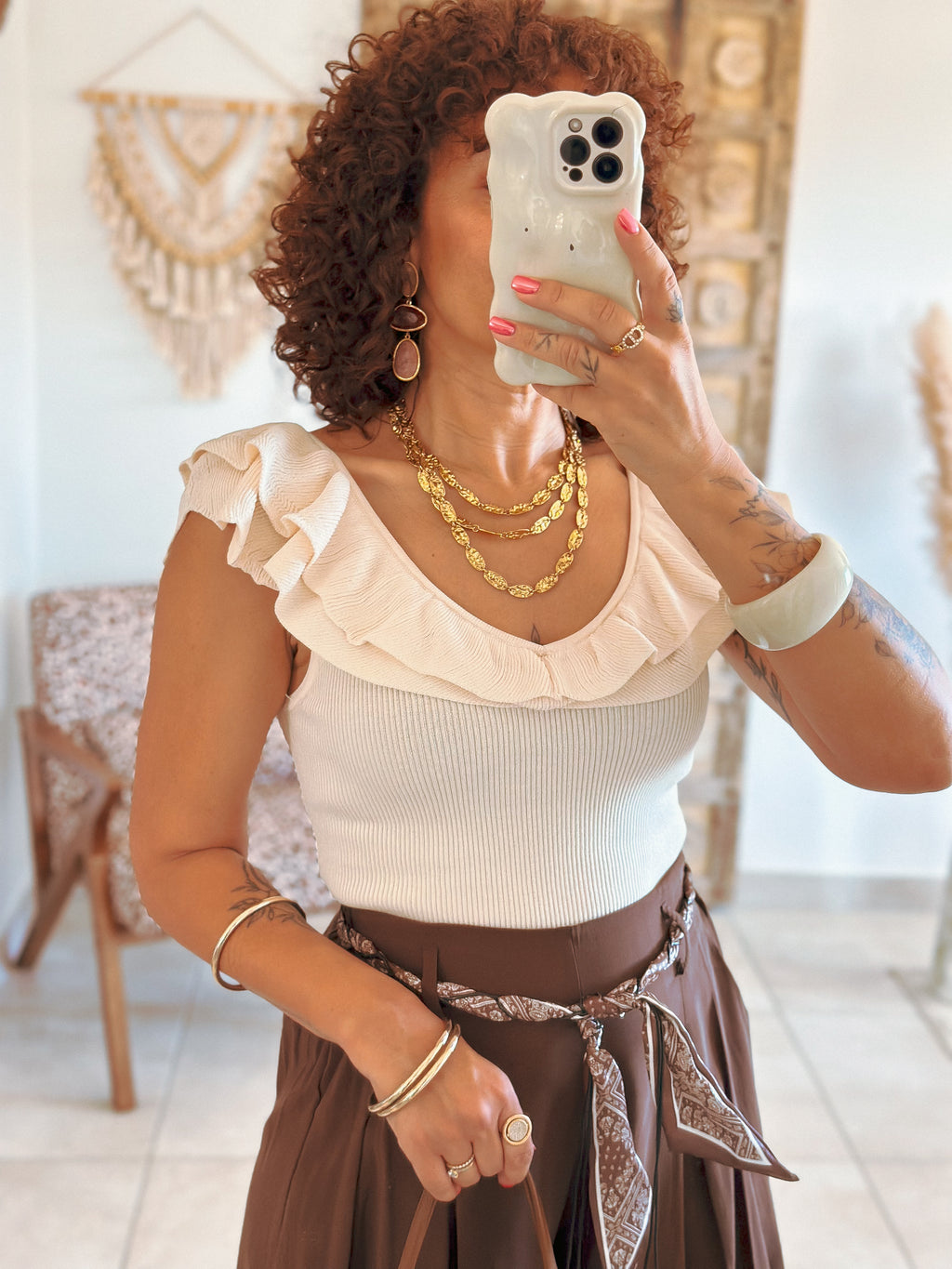 Top Victoria - Maille beige