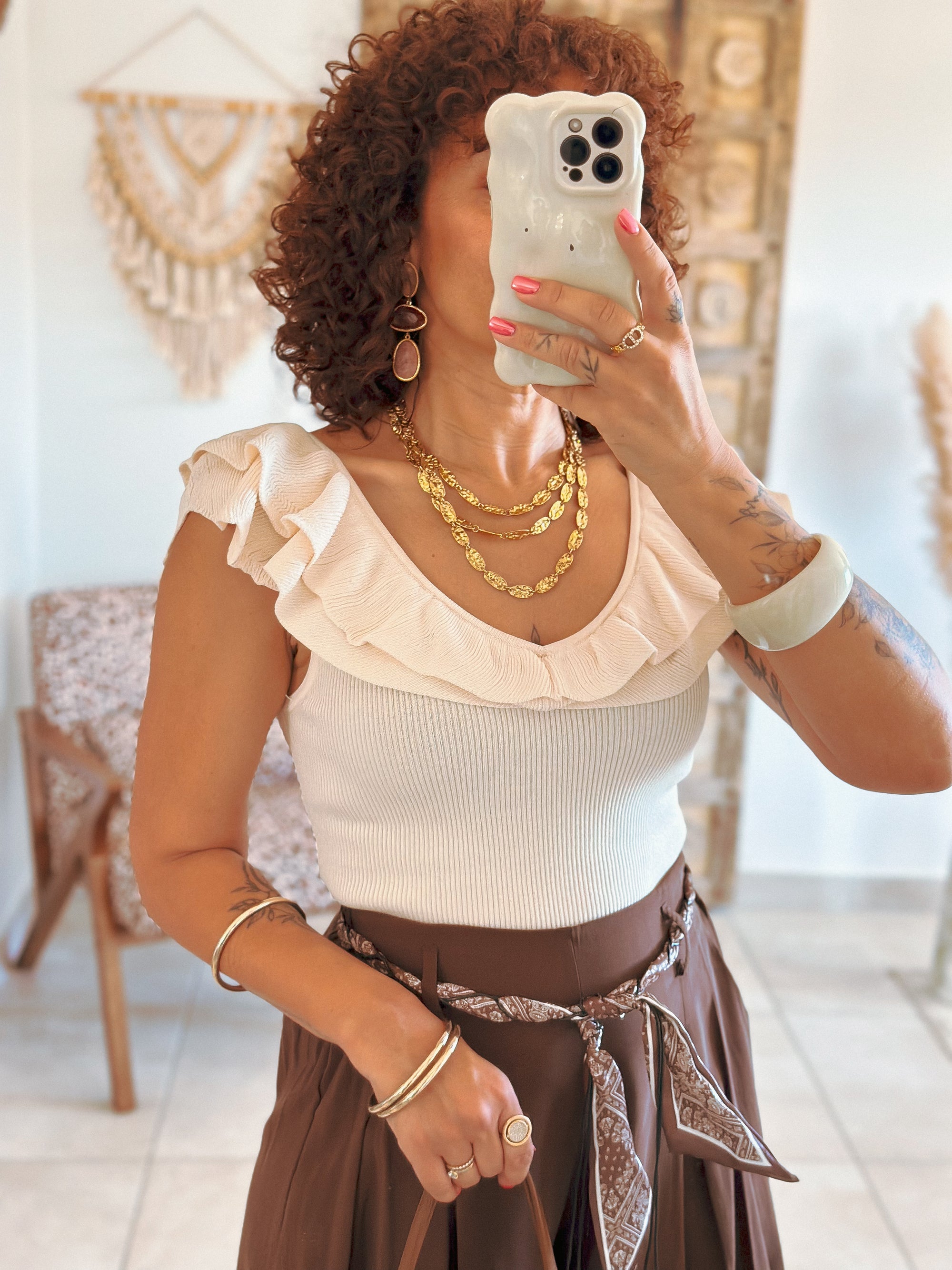 Top Victoria - Maille beige