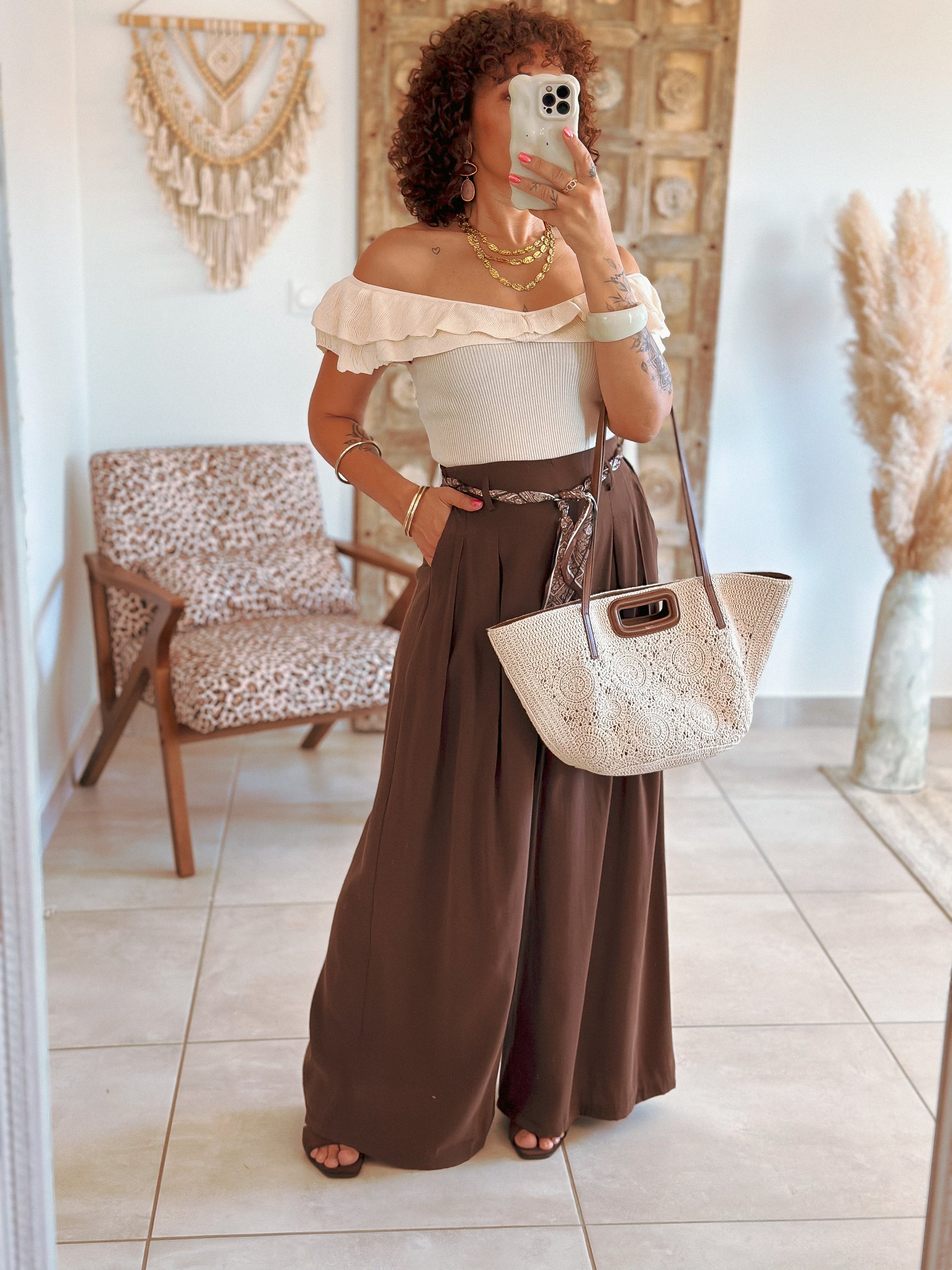 Top Victoria - Maille beige