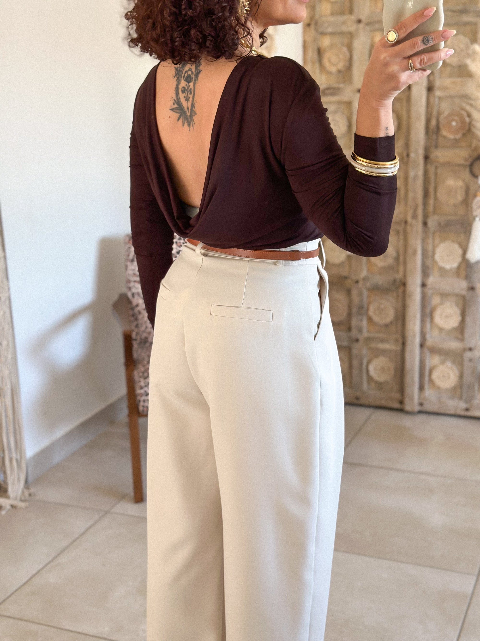 Top Anita - Chocolat dos drapé