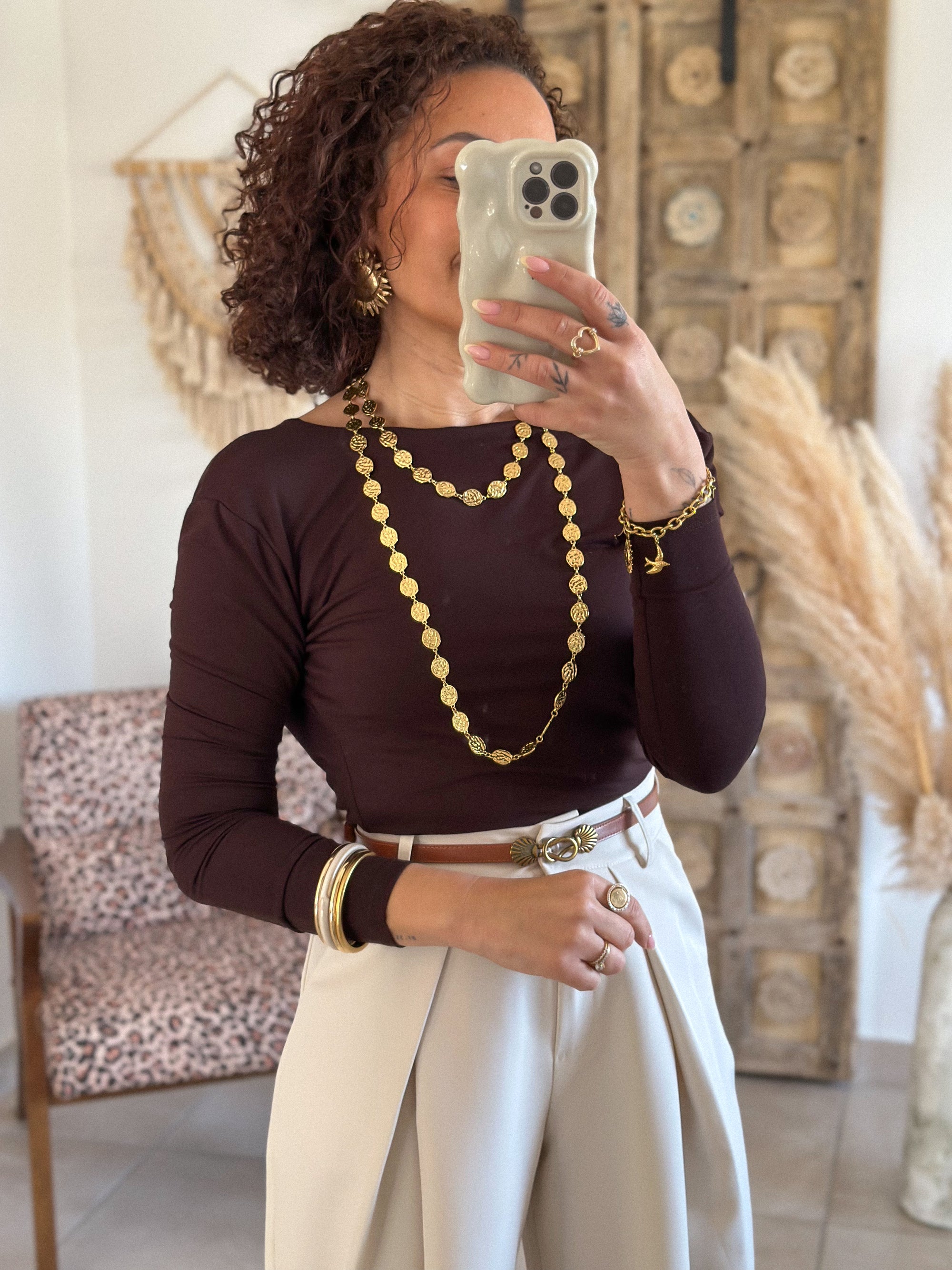 Top Anita - Chocolat dos drapé