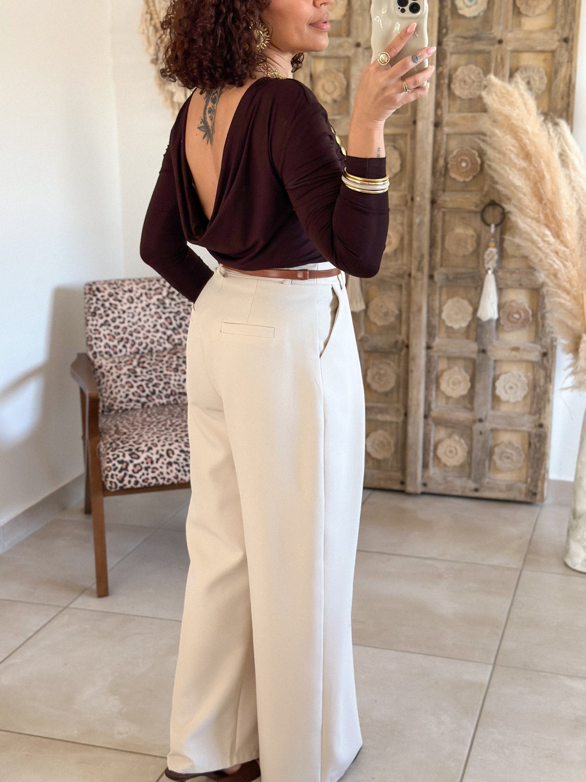 Top Anita - Chocolat dos drapé