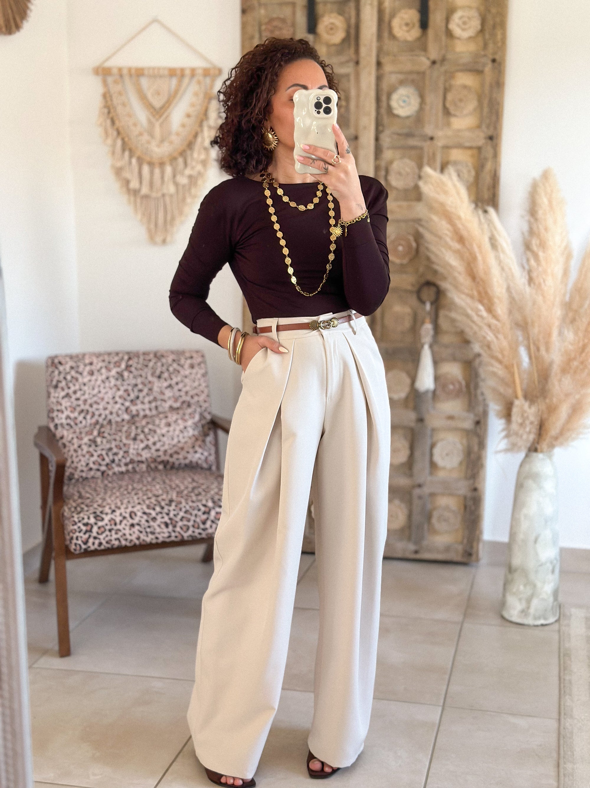 Top Anita - Chocolat dos drapé