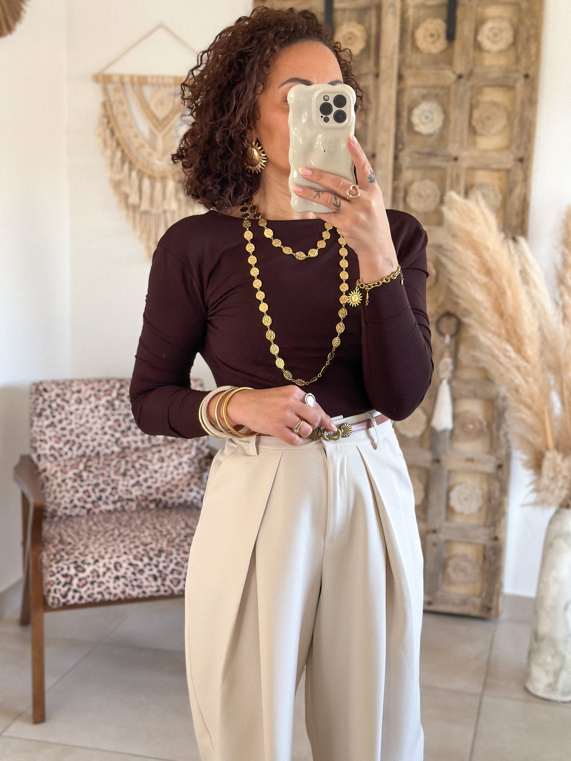 Top Anita - Chocolat dos drapé