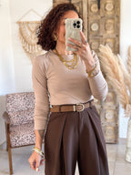 Top Lina – Manches longues Taupe