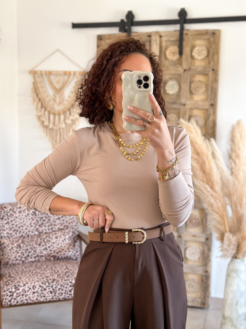 Top Lina – Manches longues Taupe