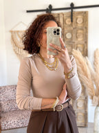 Top Lina – Manches longues Taupe