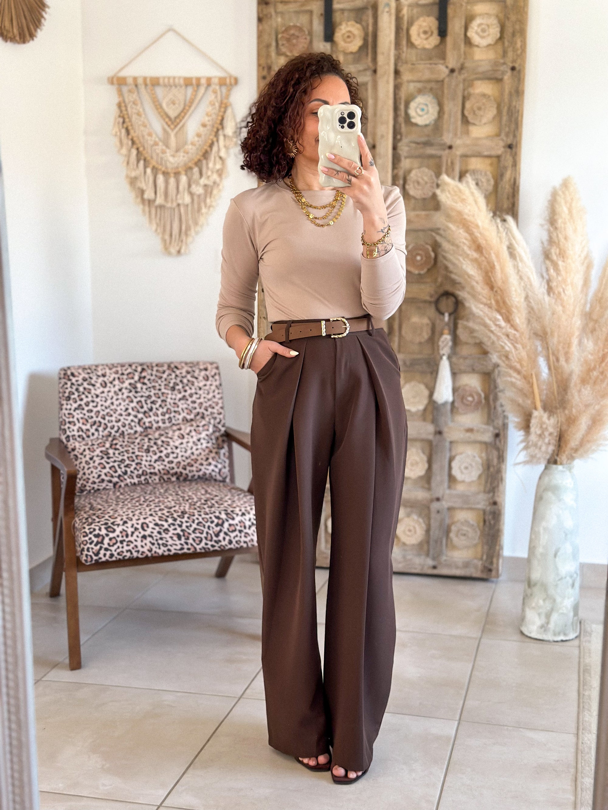 Top Lina – Manches longues Taupe